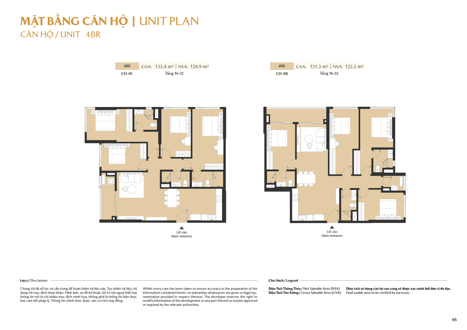 Layout căn hộ 4 ph&ograve;ng ngủ to&agrave; A1 - Layout 1