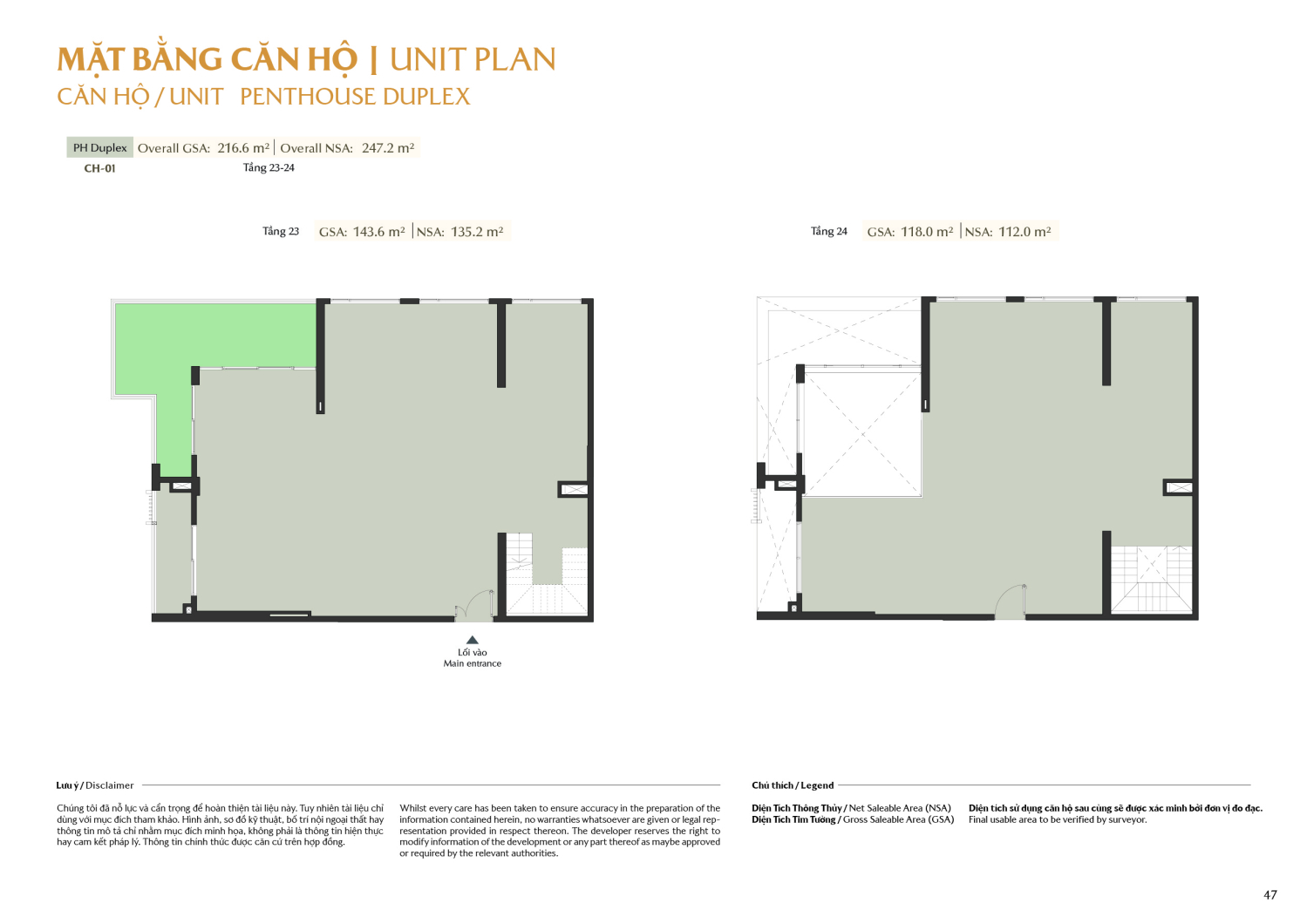 Layout căn hộ Penhouse Duplex  A1 - Layout 1