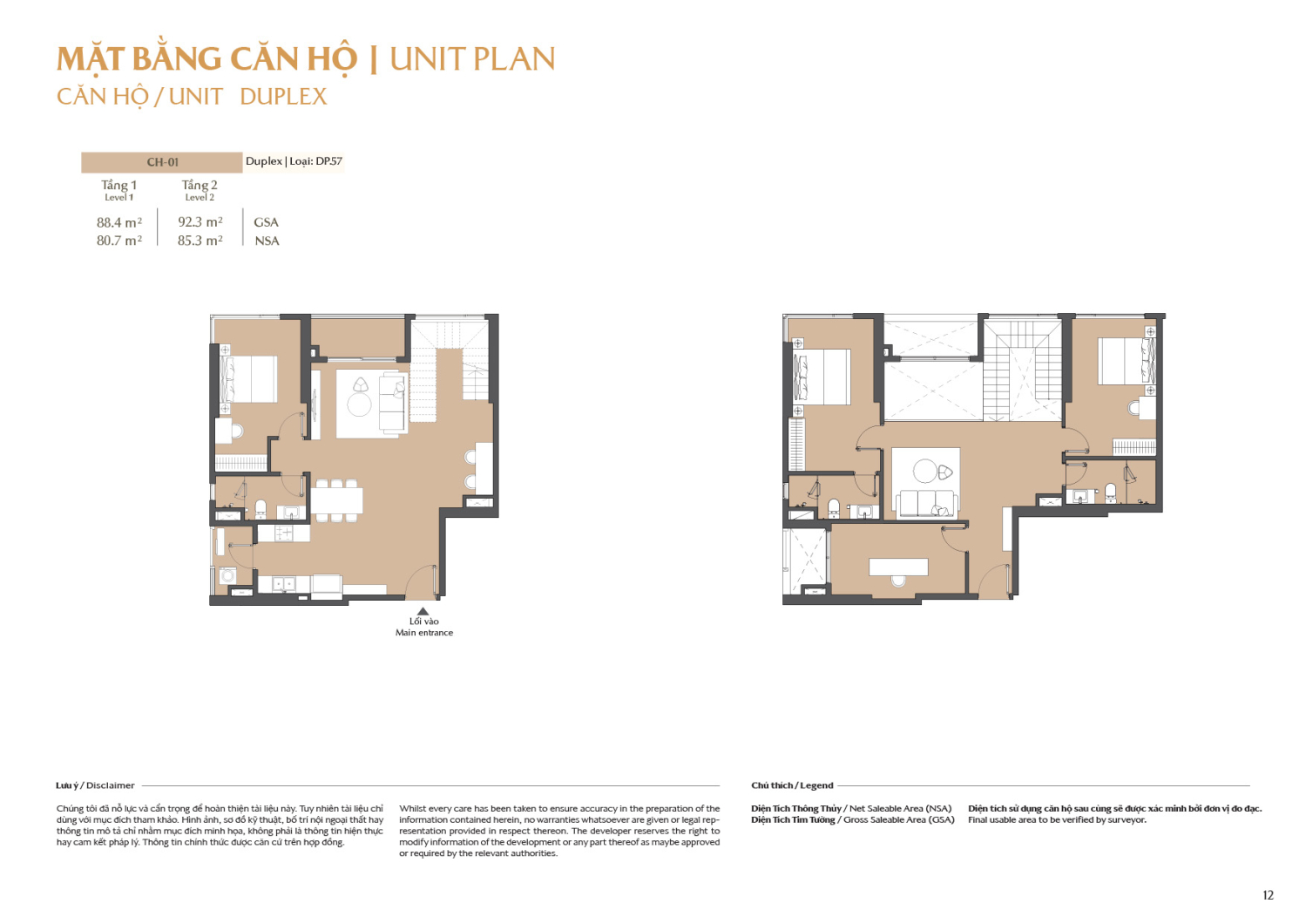 Layout căn hộ  Duplex to&agrave; B2 - Layout 1