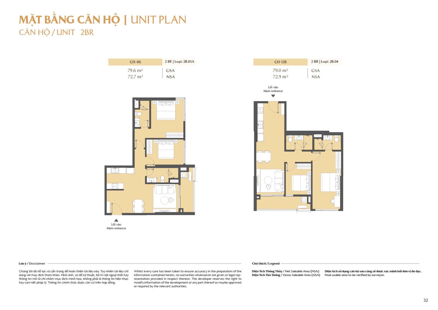Layout căn hộ 2 ph&ograve;ng ngủ to&agrave; B1 - Layout 1