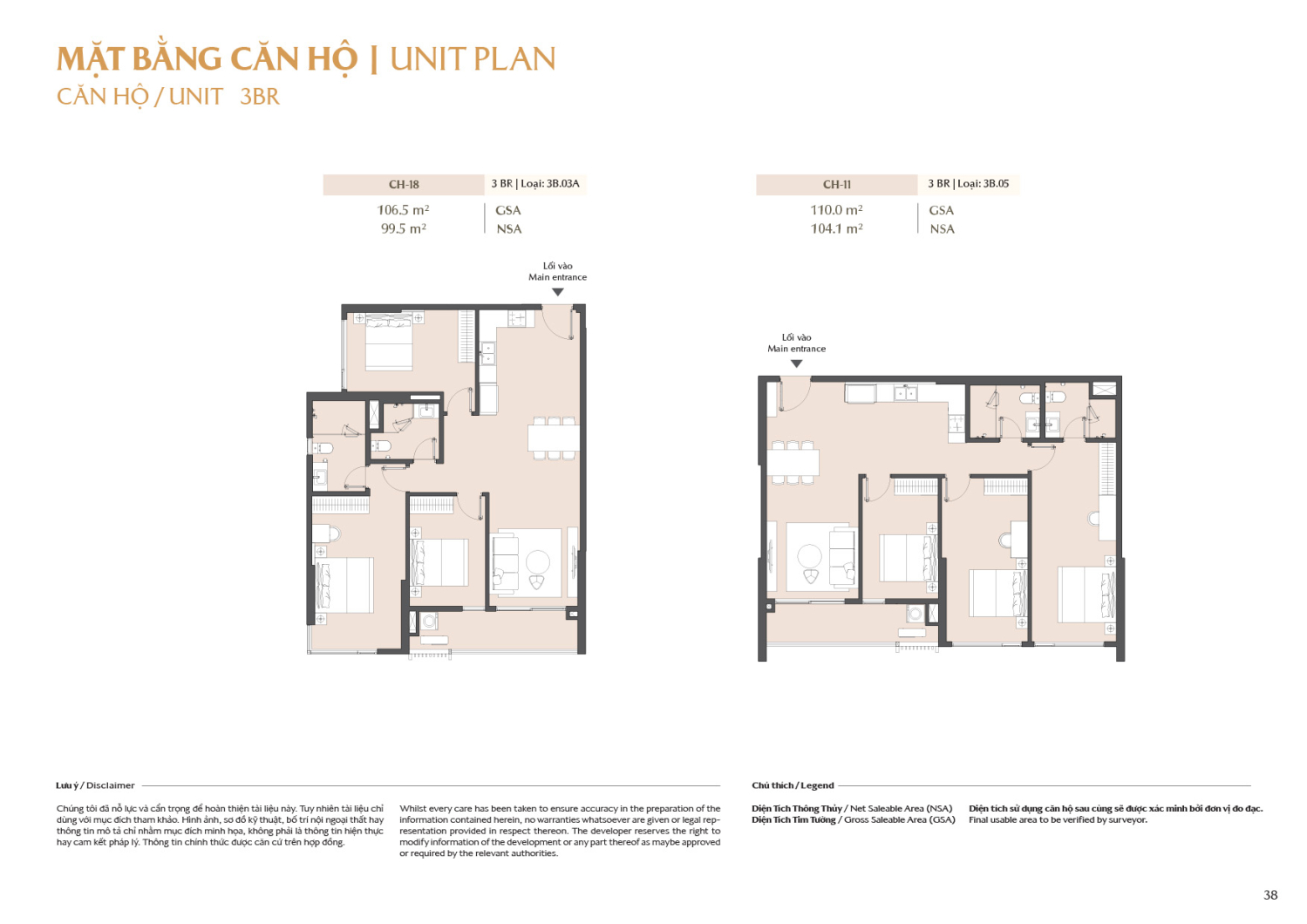 Layout căn hộ 3 ph&ograve;ng ngủ to&agrave; B2 - Layout 2