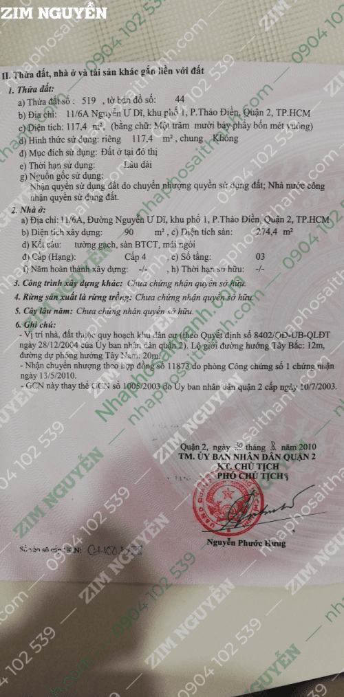Hình ảnh Bán nhà 11/6A Nguyễn Ư Dĩ Thảo Điền Quận 2 Giá 17 Tỷ