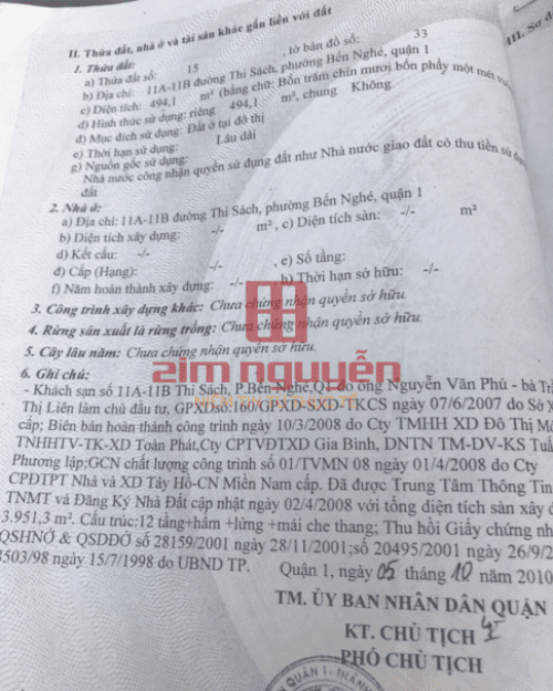Hình ảnh Bán khách sạn 11A 11B Thi Sách Bến Nghé Quận 1 DT 500m