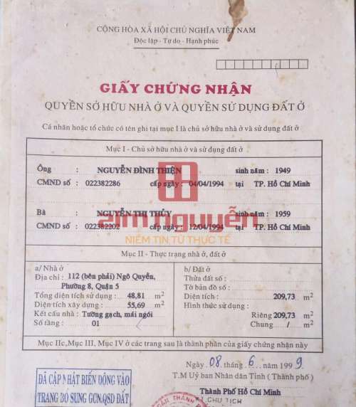 Hình ảnh Bán nhà 112 Ngô Quyền Phường 8 Quận 5
