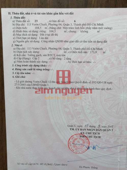Hình ảnh Bán nhà 113 Vườn Chuối, Phường 4, Quận 3