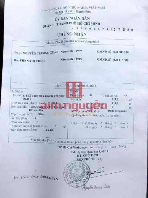 Hình ảnh Bán nhà 114 Hồ Tùng Mậu Phường Bến Nghé Quận 1