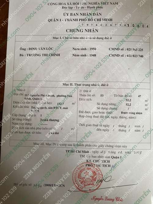 Hình ảnh Bán nhà 115 Nguyễn Phi Khanh, Phường Tân Định, Quận 1
