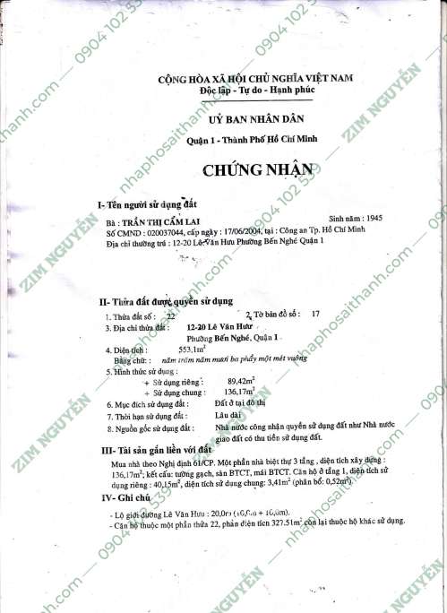 Hình ảnh Bán nhà 12 20 Lê Văn Hưu Phường Bến Nghé Quận 1
