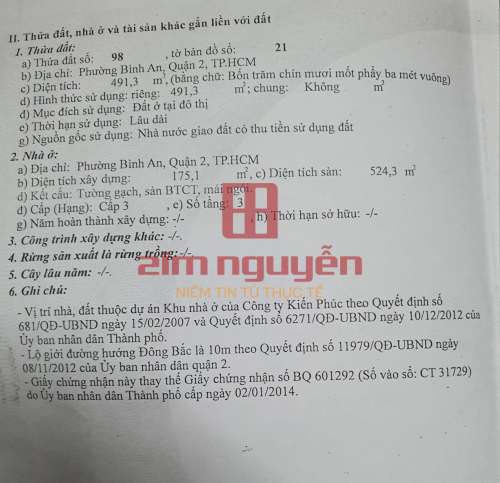 Hình ảnh Bán biệt thự Hoa Hồng 12 Trần Não Bình An Tp. Thủ Đức