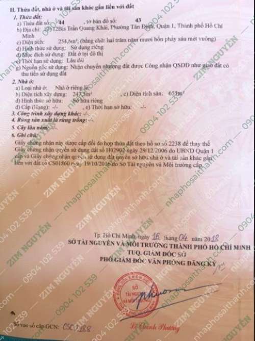 Hình ảnh Bán nhà 12 12Bis Trần Quang Khải, P.Tân Định, Quận 1 DT 252m