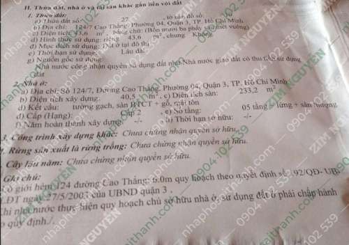 Hình ảnh Bán nhà 124/7 Cao Thắng, Phường 4, Quận 3