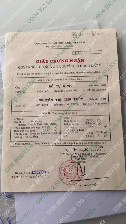 Hình ảnh Bán nhà 128 Yersin Phường Nguyễn Thái Bình Quận 1