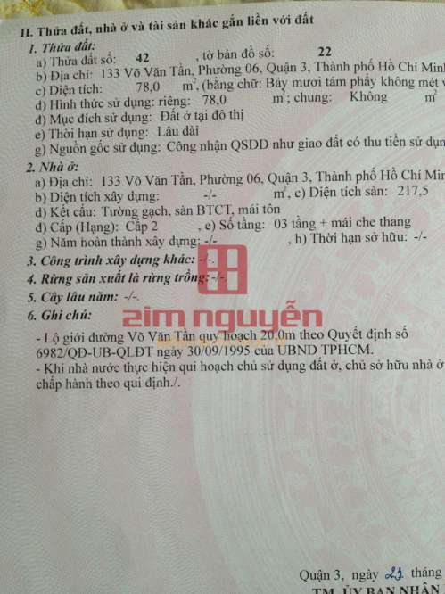 Hình ảnh Bán nhà 133 Võ Văn Tần, Phường Võ Thị Sáu, Quận 3