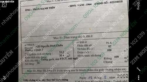 Hình ảnh Bán nhà 138 Nguyễn Đình Chiểu Phường 6 Quận 3