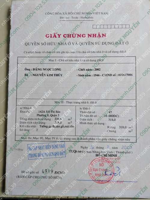 Hình ảnh Bán nhà 142A Võ Thị Sáu, Phường Võ Thị Sáu Quận 3