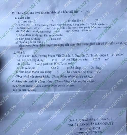 Hình ảnh Bán nhà 144A Phạm Viết Chánh, Phường Nguyễn Cư Trinh, Quận 1