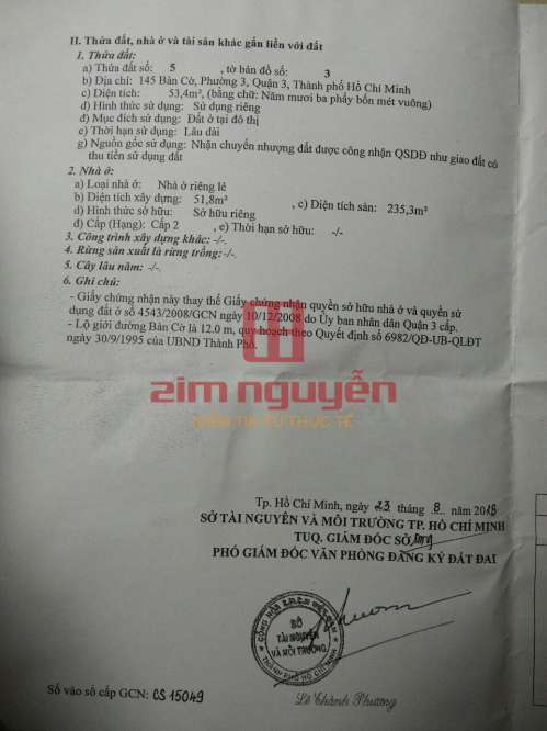 Hình ảnh Bán nhà 145 Bàn Cờ, Phường 3, Quận 3