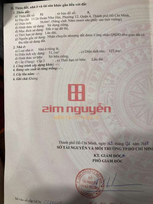Hình ảnh Bán nhà 15/26 Đoàn Như Hài, Phường 12, Quận 4