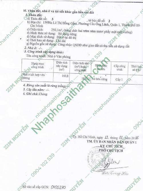 Hình ảnh Bán toà nhà 150Bis Lê Thị Hồng Gấm Phường Cầu Ông Lãnh Quận 1