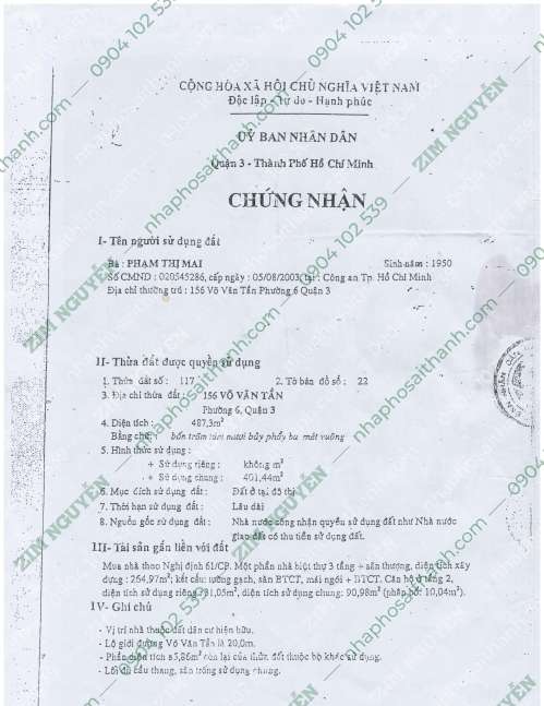 Hình ảnh Bán nhà 156 Võ Văn Tần Phường Võ Thị Sáu Quận 3