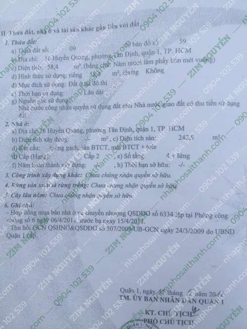 Hình ảnh Bán nhà 16 Huyền Quang, Phường Tân Định, Quận 1