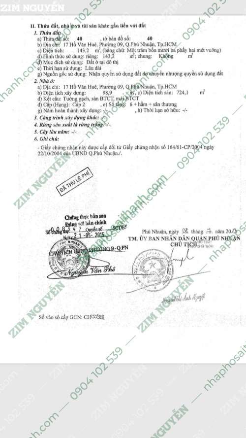 Hình ảnh Nhà 17 Hồ Văn Huê Phường 9 Phú Nhuận Dt 147m