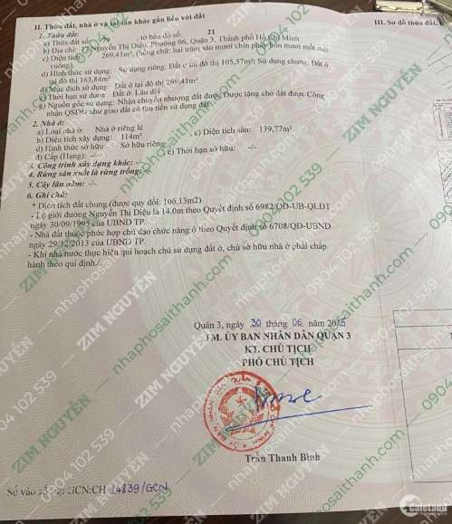 Hình ảnh Bán nhà 17 Nguyễn Thị Diệu Phường Võ Thị Sáu Quận 3