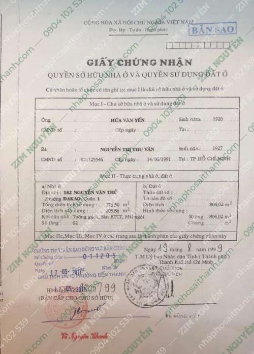 Hình ảnh Bán nhà 182 Nguyễn Văn Thủ Phường Đa Kao Quận 1