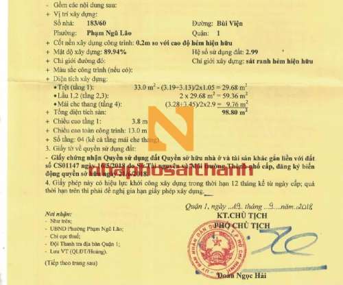 Hình ảnh Bán nhà 183/60 Bùi Viện phường Phạm Ngũ Lão Quận 1