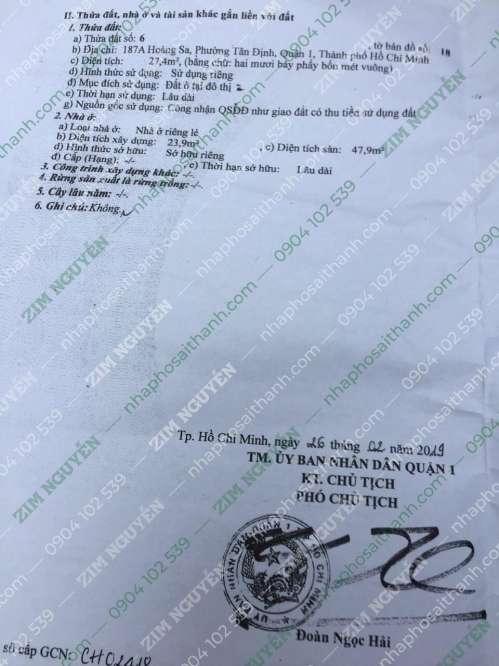 Hình ảnh Bán nhà 187A Hoàng Sa, Phường Tân Định, Quận 1
