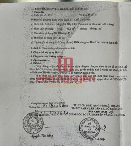 Hình ảnh Bán đất 189B/7A Nguyễn Văn Hưởng Phường Thảo Điền Quận 2
