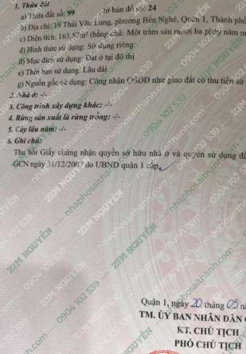 Hình ảnh Bán nhà 19 Thái Văn Lung Phường Bến Nghé Quận 1 Dt 158.8m