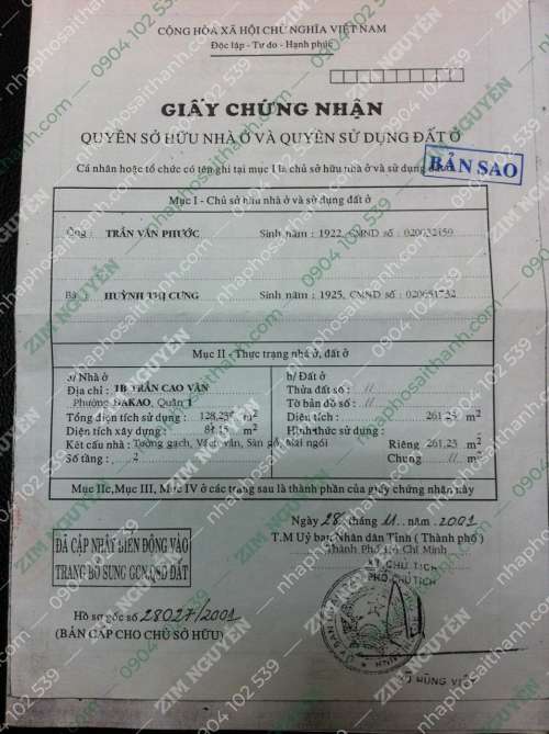 Hình ảnh Bán nhà 1B Trần Cao Vân, Phường Đa Kao, Quận 1