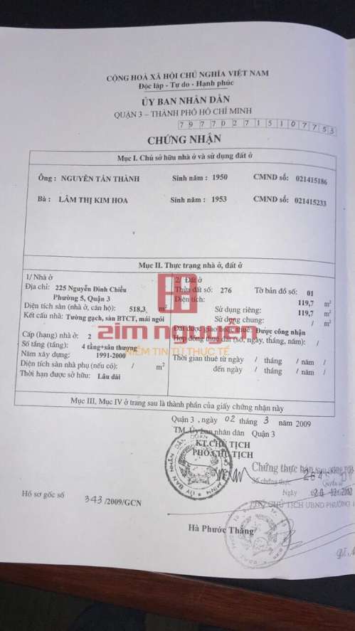 Hình ảnh Bán nhà 225 Nguyễn Đình Chiểu, Phường 5, Quận 3
