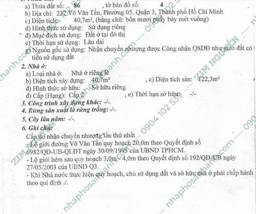 Hình ảnh Bán nhà 232 Võ Văn Tần, Phường 5, Quận 3