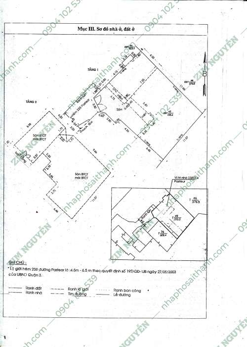 Hình ảnh Bán nhà 238/3-4 Pasteur, Phường Võ Thị Sáu, Quận 3