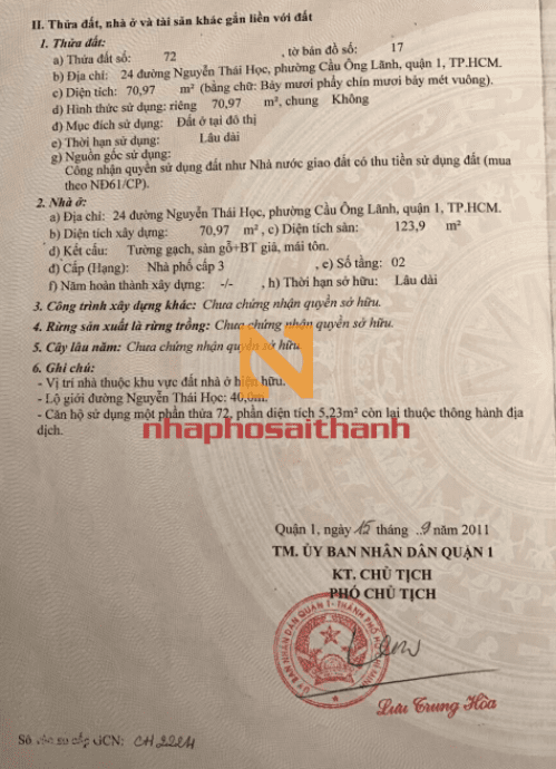 Hình ảnh Bán nhà 24 Nguyễn Thái Học, Cầu Ông Lãnh Quận 1