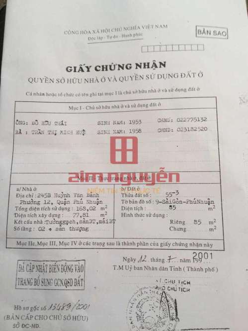 Hình ảnh Bán Nhà 245B Huỳnh Văn Bánh Phường 12 Quận Phú Nhuận
