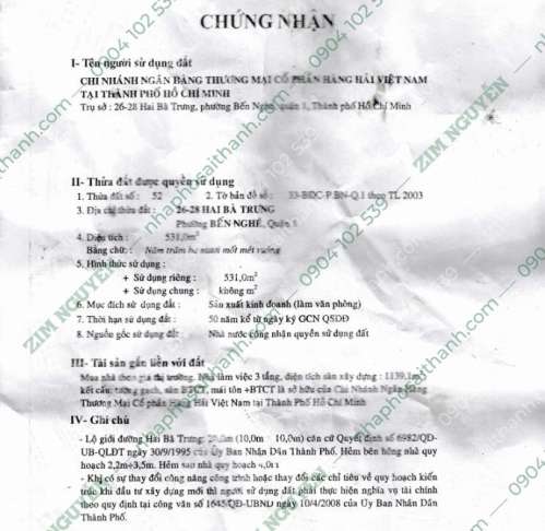 Hình ảnh Bán nhà 26 28 Hai Bà Trưng Phường Bến Nghé Quận 1 DT 531m
