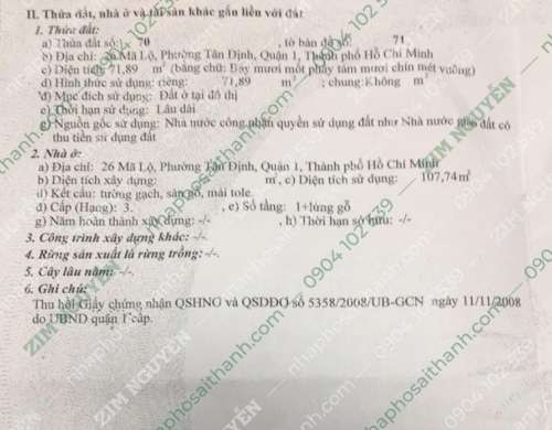 Hình ảnh Bán nhà 26 Mã Lộ, Phường Tân Định, Quận 1