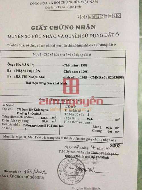 Hình ảnh Bán nhà 271 Nam Kỳ Khởi Nghĩa, Phường Võ Thị Sáu, Quận 3