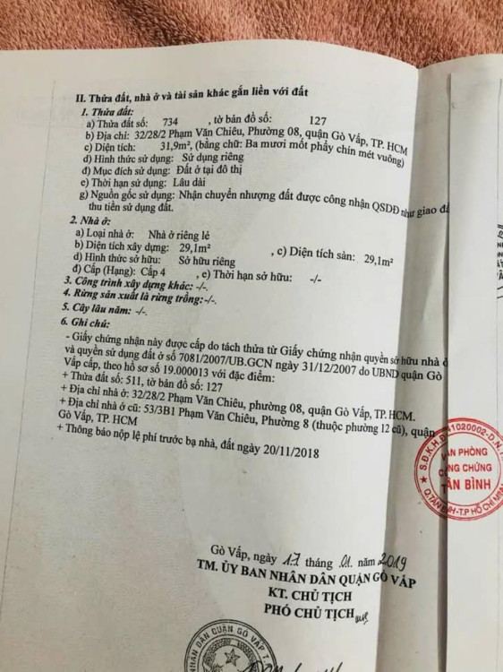 Hình ảnh Bán nhà hẻm 32/28/2 Phạm Văn Chiêu, Phường Thông Tây Hội