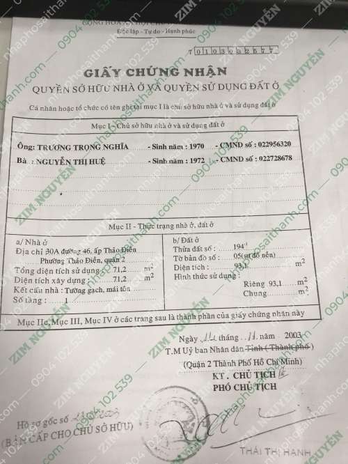 Hình ảnh Bán nhà 30A Đường số 46 Thảo Điền Quận 2 DT 95m