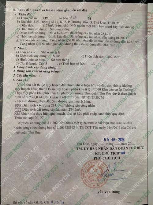 Hình ảnh Bán biệt thự 33/3 Đường số 12, Phường Trường Thọ, Tp. Thủ Đức