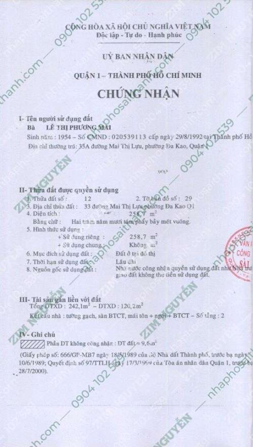 Hình ảnh Bán nhà 33 Mai Thị Lựu Phường Đa Kao Quận 1