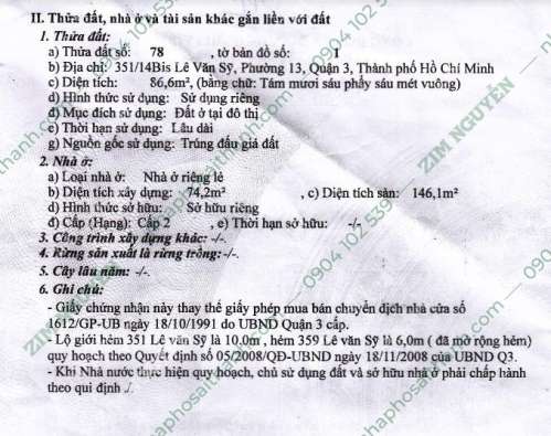 Hình ảnh Bán nhà 351/14 Lê Văn Sỹ, Phường 12, Quận 3