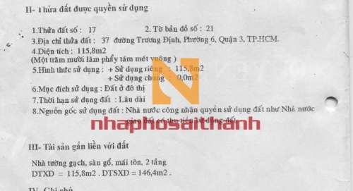 Hình ảnh Bán nhà 37 Trương Định, Phường Võ Thị Sáu, Quận 3