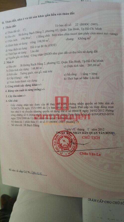 Hình ảnh Bán nhà 38 40 Bạch Đằng Phường 2 Quận Tân Bình