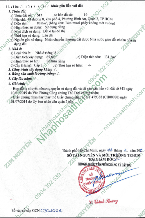 Hình ảnh Nhà 44 Đường số 8 Khu phố 4 Bình An Quận 2