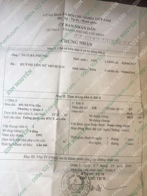 Hình ảnh Bán nhà 451 Võ Văn Tần, Phường 5, Quận 3